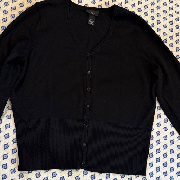 Lane Bryant 14-16 Women's 7 button front  Black Cardigan unique waist - Picture 5 of 7